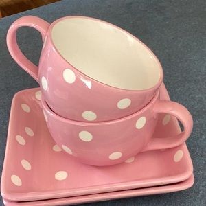Cute Cappuccino Cups and Snack plates